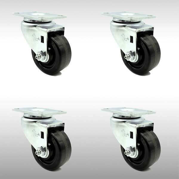 3 Inch SS Phenolic Wheel Swivel Top Plate Caster Set